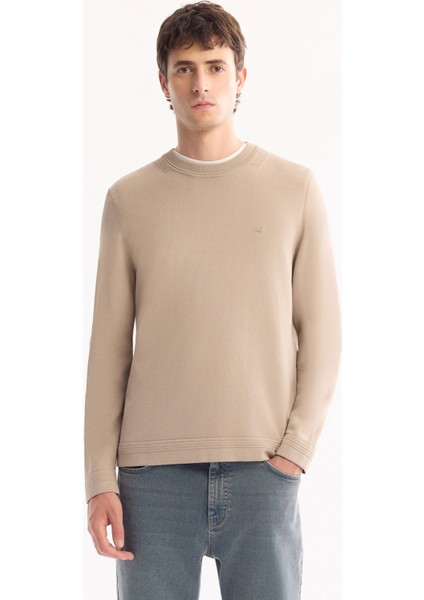 Erkek Vizon Bisiklet Yaka Rayon Karışımlı Tüylenmeyen Triko Regular Fit Kazak A52Y5001