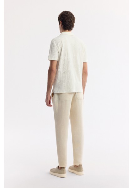 Erkek Ekru Apaj Yaka Pamuklu Jakarlı Regular Fit T-Shirt A51Y1053 fırsatları