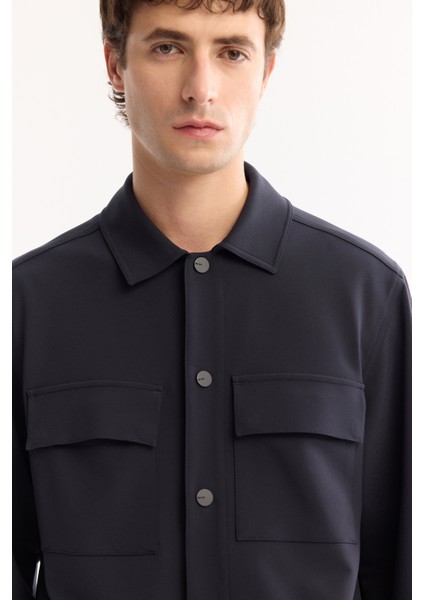 Erkek Lacivert Klasik Yaka Hızlı Kuruyan Non-Iron Comfort Fit Gömlek Ceket A52Y2118 fiyatları