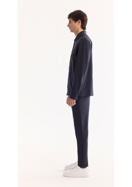 Erkek Lacivert Klasik Yaka Hızlı Kuruyan Non-Iron Comfort Fit Gömlek Ceket A52Y2118 modelleri
