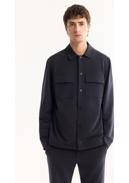 Erkek Lacivert Klasik Yaka Hızlı Kuruyan Non-Iron Comfort Fit Gömlek Ceket A52Y2118 indirimleri
