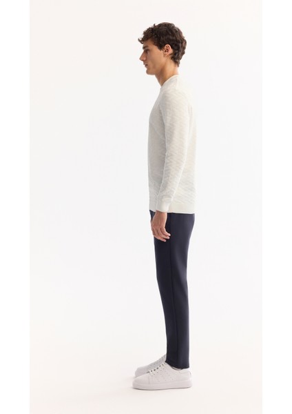 Erkek Ekru Bisiklet Yaka Dokulu Triko Regular Fit Kazak A52Y5086 modelleri