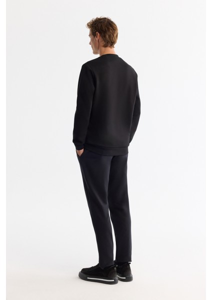 Erkek Siyah Bisiklet Yaka Pamuklu Baskılı Elastan Regular Fit Sweatshirt A42Y1215 fırsatları