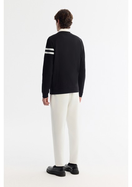 Erkek Siyah Bisiklet Yaka Pamuklu Baskılı Elastan Regular Fit Sweatshirt A42Y1284 fırsatları