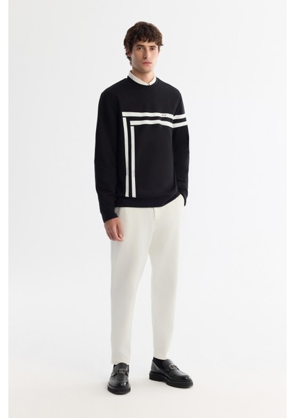 Erkek Siyah Bisiklet Yaka Pamuklu Baskılı Elastan Regular Fit Sweatshirt A42Y1284 indirimleri