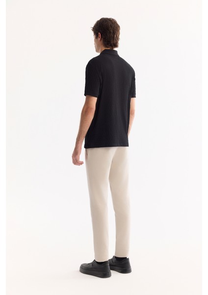 Erkek Siyah %100 Pamuk Jakarlı Polo Yaka Regular Fit T-Shirt A41Y1196 fırsatları