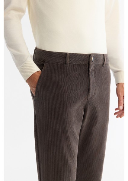 Erkek Antrasit Klasik Bel Kalın Fitilli Kadife Chino Relaxed Fit Pantolon A42Y3017