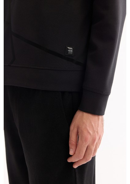 Erkek Siyah Bisiklet Yaka Pamuklu Bi-Stretch Baskılı Regular Fit Sweatshirt A52Y1285 fırsatları