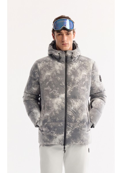 Erkek Gri Kapüşonlu Su İtici Rüzgar Geçirmez -10 Dereceye Dayanıklı Kayak Montu A52Y6124 fiyatları