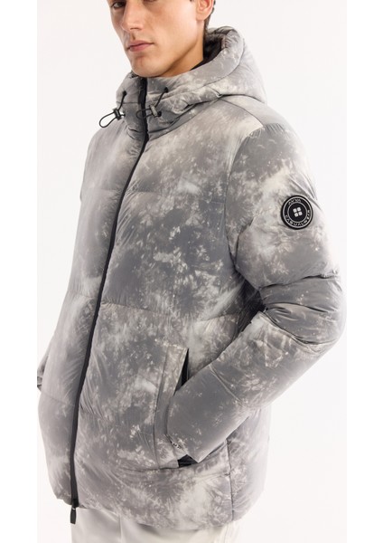 Erkek Gri Kapüşonlu Su İtici Rüzgar Geçirmez -10 Dereceye Dayanıklı Kayak Montu A52Y6124 indirimleri