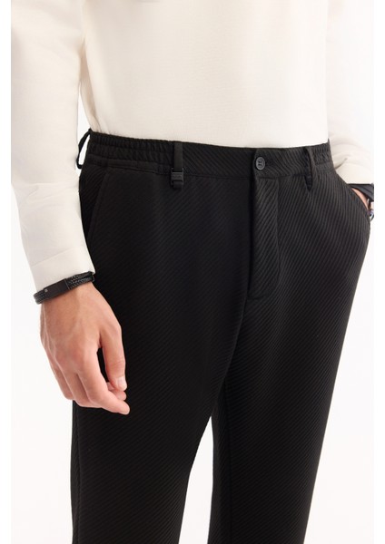 Erkek Siyah Yani Lastikli Bi-Stretch Hafif Slim Fit Pantolon A52Y3218 fırsatları