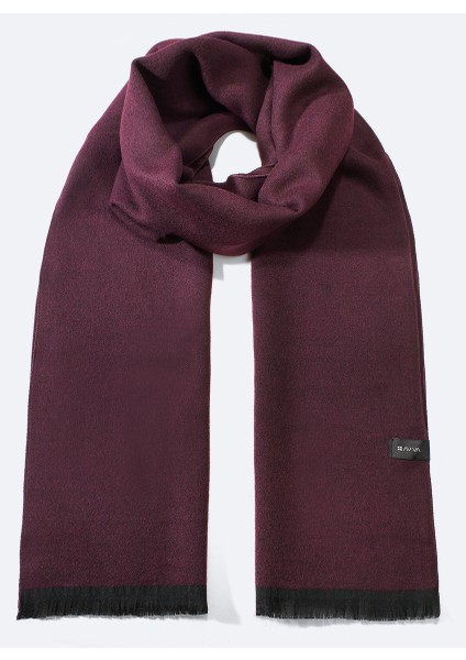 Erkek Bordo Viskon Karışımlı Püsküllü Şal B009401