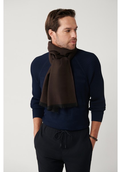 Erkek Lacivert Yüksek Bisiklet Yaka Kamuflaj Desenli Rayon Kazak A32Y5046