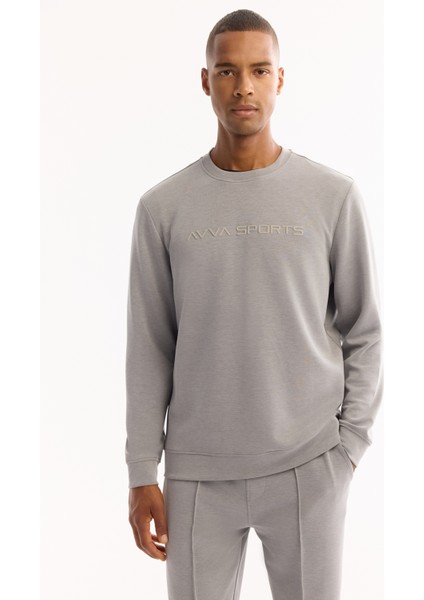 Erkek Gri Bisiklet Yaka Soft Touch Baskılı Regular Fit Sweatshirt A52Y1334 indirimleri