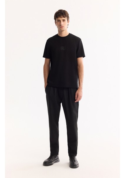 Erkek Siyah Bisiklet Yaka Viskon Karışımlı Bi-Stretch Baskılı Regular Fit T-Shirt A52Y1020 indirimleri