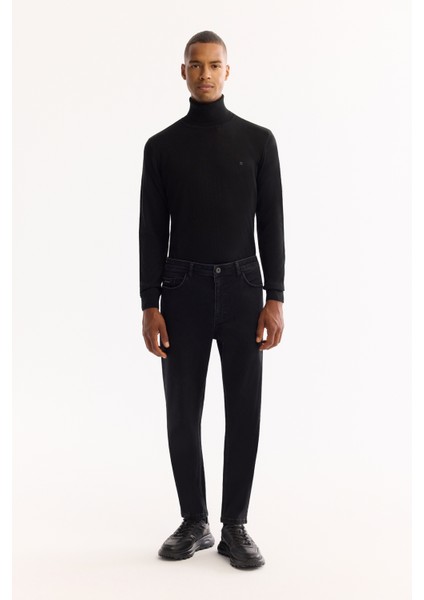 Erkek Siyah Klasik Bel Pamuklu Eskitme Yıkamalı Roma Crop Slim Fit Jean Pantolon A52Y3515 modelleri