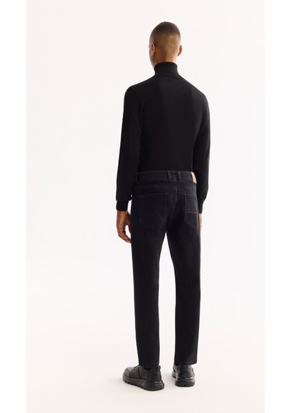 Erkek Siyah Klasik Bel Pamuklu Eskitme Yıkamalı Roma Crop Slim Fit Jean Pantolon A52Y3515 indirimleri