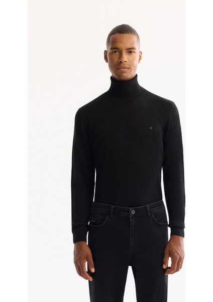 Erkek Siyah Klasik Bel Pamuklu Eskitme Yıkamalı Roma Crop Slim Fit Jean Pantolon A52Y3515