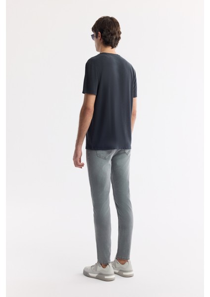 Erkek Gri Eskitme Yıkamalı Pamuklu Elastan Berlin Slim Fit Jean Pantolon A51Y3517
