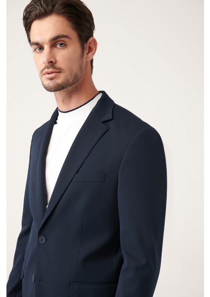 Erkek Lacivert Astarsız Bı-stretch Çift Yırtmaçlı Ceket A31Y4000 fiyatları