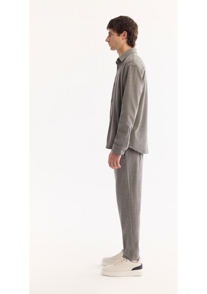 Erkek Gri Klasik Yaka Kadife Comfort Fit Gömlek Ceket A52Y2103 modelleri