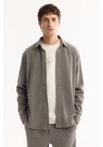 Erkek Gri Klasik Yaka Kadife Comfort Fit Gömlek Ceket A52Y2103 indirimleri