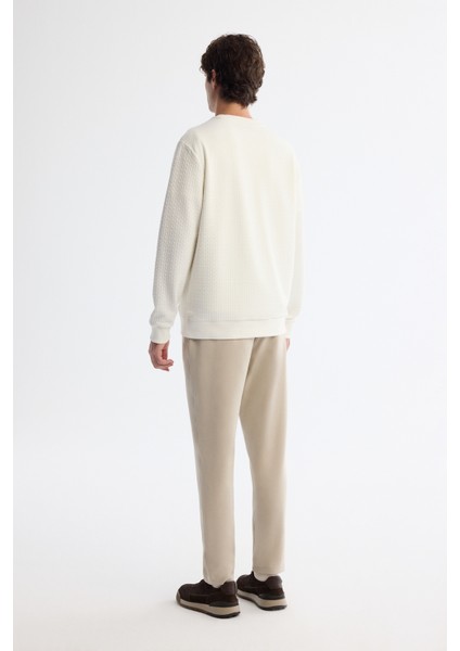 Erkek Ekru Bisiklet Yaka Baskılı İnterlok Regular Fit Sweatshirt A42Y1296 fırsatları