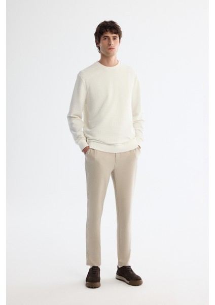 Erkek Ekru Bisiklet Yaka Baskılı İnterlok Regular Fit Sweatshirt A42Y1296 indirimleri