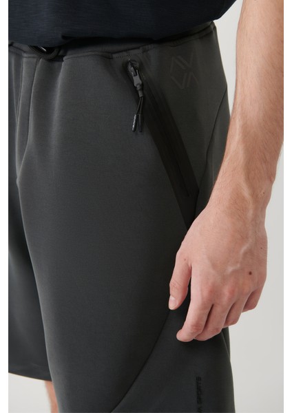 Erkek Antrasit Soft Touch Yandan Cepli Parçalı Regular Fit Şort A41Y3600