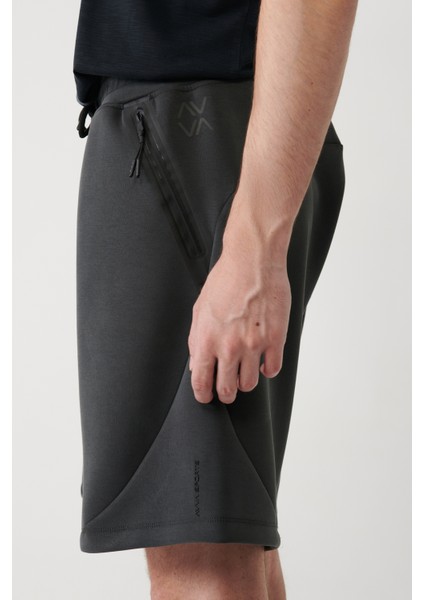 Erkek Antrasit Soft Touch Yandan Cepli Parçalı Regular Fit Şort A41Y3600