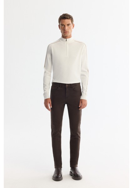 Erkek Kahverengi Eskitme Yıkamalı Esnek Berlin Slim Fit Jean Pantolon A42Y3532