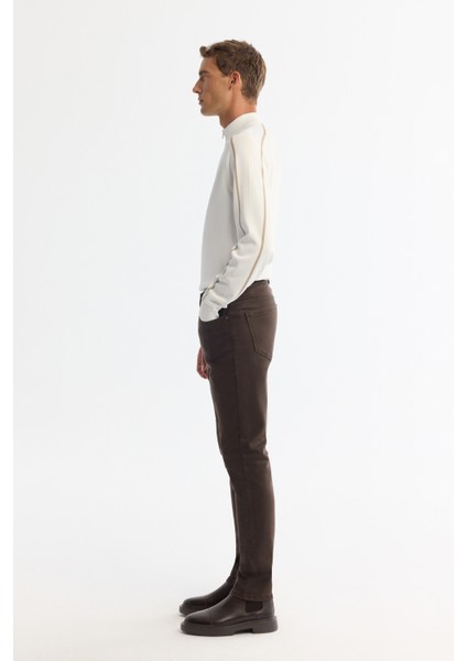 Erkek Kahverengi Eskitme Yıkamalı Esnek Berlin Slim Fit Jean Pantolon A42Y3532 modelleri