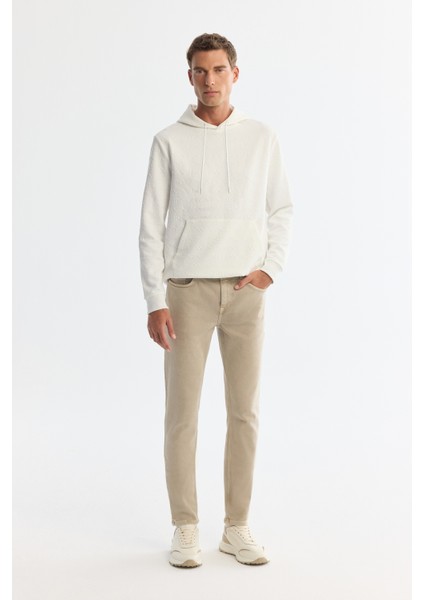 Erkek Ekru Kapüşonlu Baskılı Elastan Regular Fit Sweatshirt A42Y1332 indirimleri