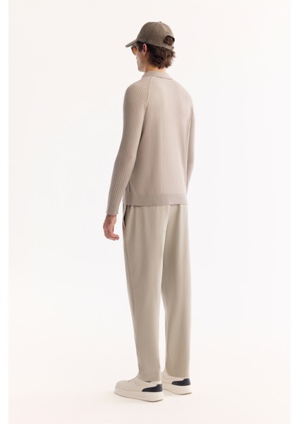 Erkek Vizon Polo Yaka Düğmeli Soft Touch Dokulu Triko Regular Fit Kazak A52Y5030