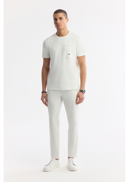 Erkek Ekru Bisiklet Yaka Baskılı Bi-Stretch İnterlok Regular Fit T-Shirt A51Y1161 indirimleri