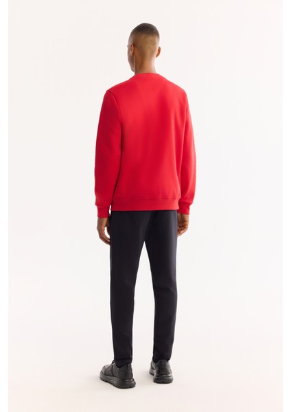 Erkek Kırmızı Bisiklet Yaka Pamuklu Şardonlu Baskılı Regular Fit Sweatshirt A52Y1327 fırsatları