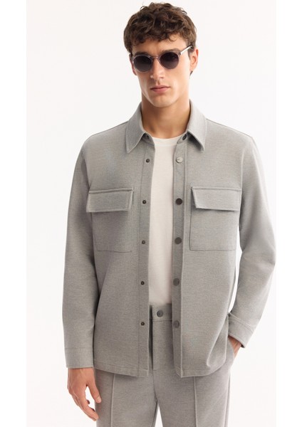 Erkek Gri Klasik Yaka Pamuklu Comfort Fit Gömlek Ceket A52Y2088 fiyatları