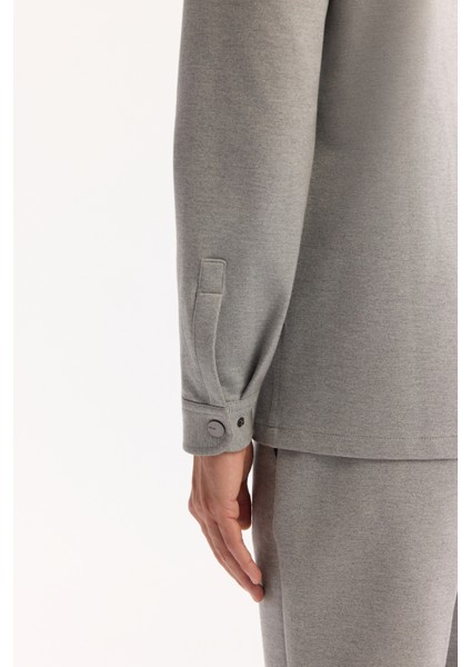 Erkek Gri Klasik Yaka Pamuklu Comfort Fit Gömlek Ceket A52Y2088