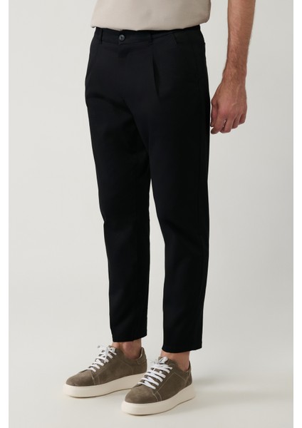 Erkek Siyah Pamuklu Klasik Bel Relaxed Fit Pantolon A41Y3037 modelleri