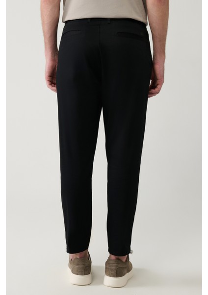 Erkek Siyah Pamuklu Klasik Bel Relaxed Fit Pantolon A41Y3037 fırsatları