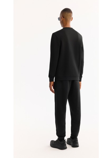 Erkek Siyah Bisiklet Yaka Pamuklu Bi-Stretch Baskılı Regular Fit Sweatshirt A52Y1247 fırsatları