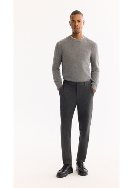 Erkek Antrasit Yanı Lastikli Viskon Karışımlı Slim Fit Chino Pantolon A52Y3053