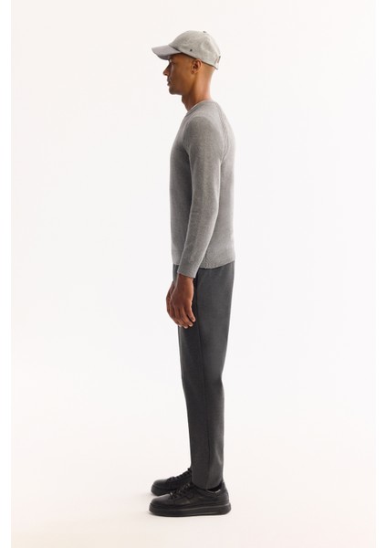 Erkek Gri Bisiklet Yaka Soft Touch Dokulu Triko Regular Fit Kazak A52Y5050 modelleri