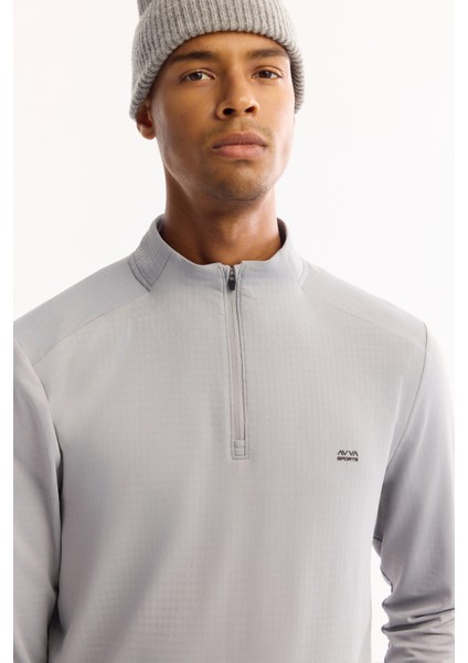 Erkek Gri Dik Yaka Fermuarlı Bi-Stretch Regular Fit Sweatshirt A52Y1219 fiyatları