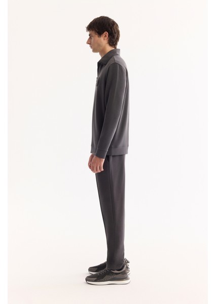 Erkek Antrasit Dik Yaka Fermuarlı Soft Touch Baskılı Regular Fit Sweatshirt A52Y1273 modelleri