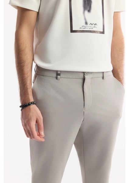 Erkek Gri Yan Cepli Beli Lastikli Bi-Stretch Comfort Slim Fit Pantolon A51Y3204 fırsatları