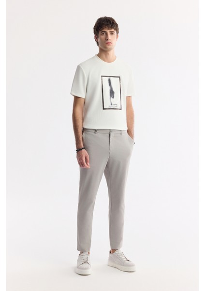 Erkek Gri Yan Cepli Beli Lastikli Bi-Stretch Comfort Slim Fit Pantolon A51Y3204