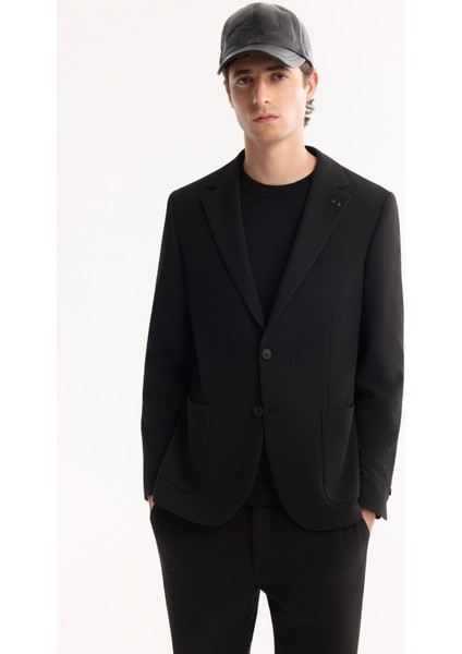 Erkek Siyah Mono Yaka Bi-Stretch Hafif Çizgili Blazer Comfort Slim Fit Ceket A52Y4004 indirimleri