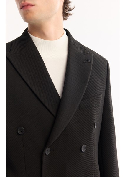 Erkek Siyah Kruvaze Bi-Stretch Hafif Dokulu Blazer Comfort Slim Fit Ceket A52Y4018 indirimleri