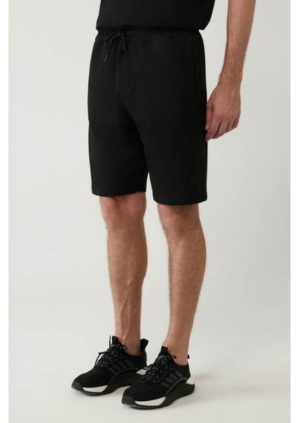 Erkek Siyah Yandan Cepli Örme Pamuklu 2 İplik Günlük Relaxed Fit Şort E003602 modelleri